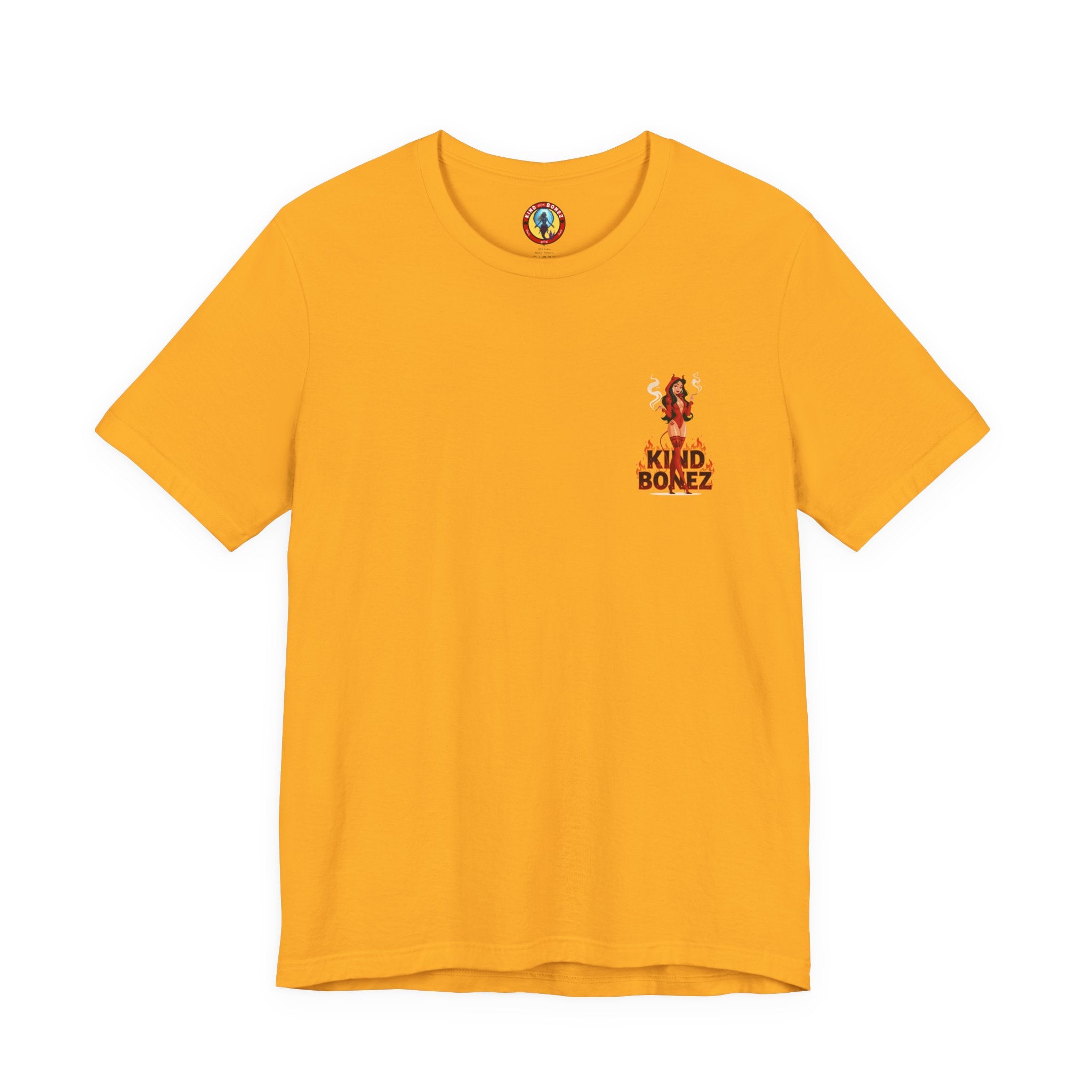 Burn With Me Soul Flame Tee — Retro Pinup Devil Girl Graphic T-Shirt