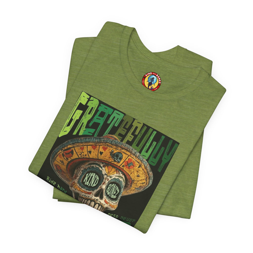 Gratefully Dead - Day of the Dead Skull Tee — Retro Mariachi Calavera Kind Bonez Graphic T-Shirt
