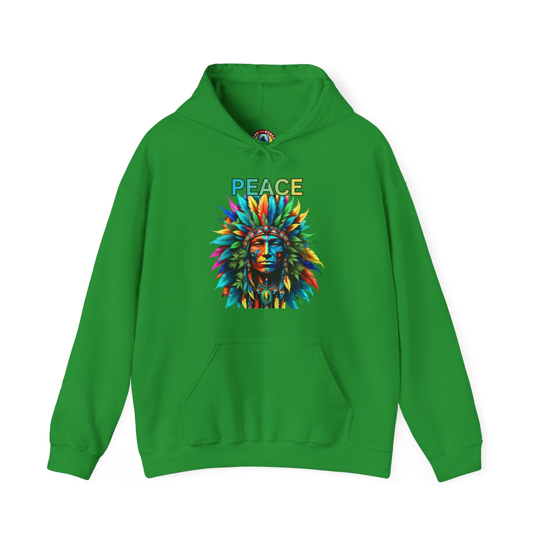 Peace Tribal Headdress Hoodie — Colorful Native American - Inspired Graphic Sweatshirt