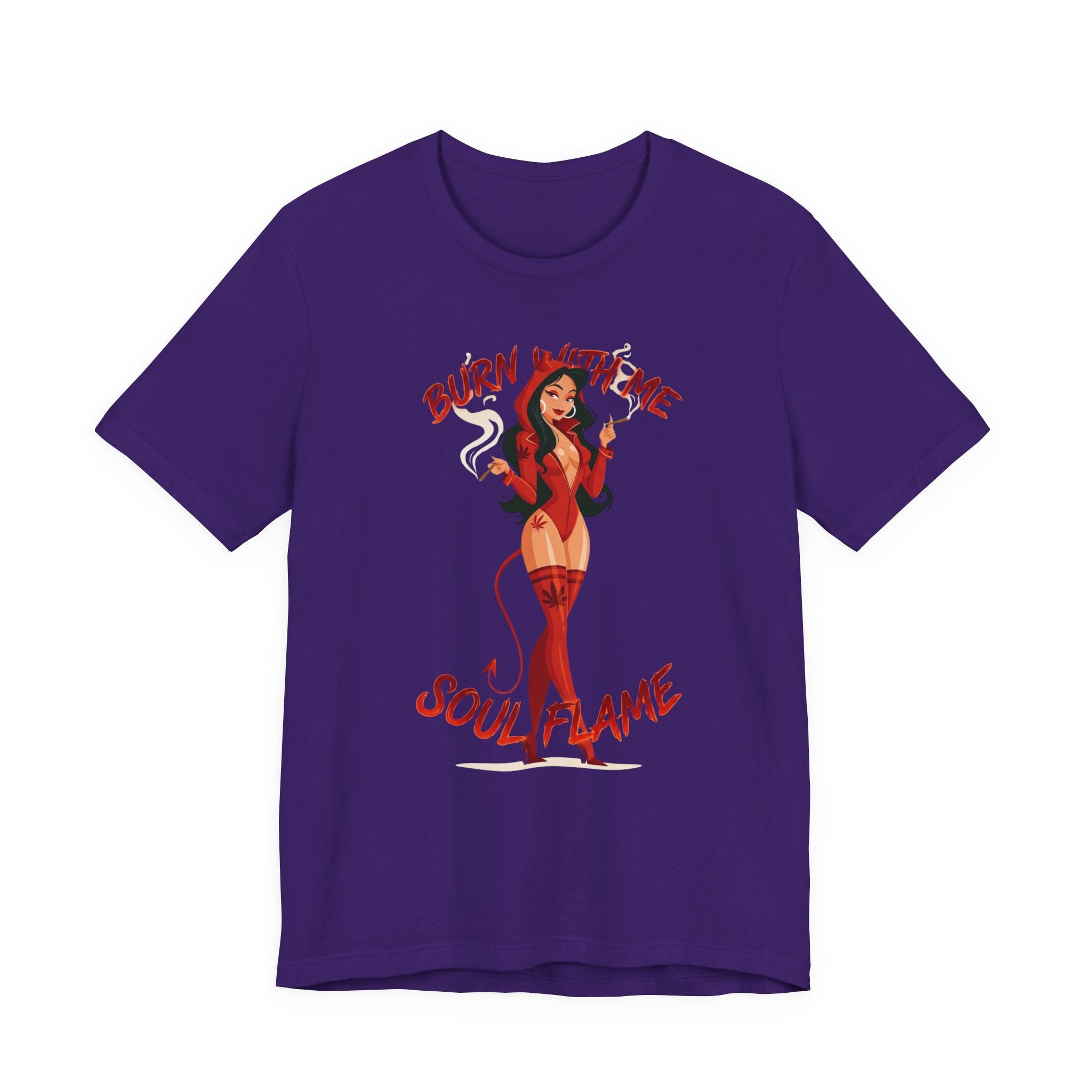 Devil Pinup Tee – "Burn With Me Soul Flame" Graphic T-Shirt