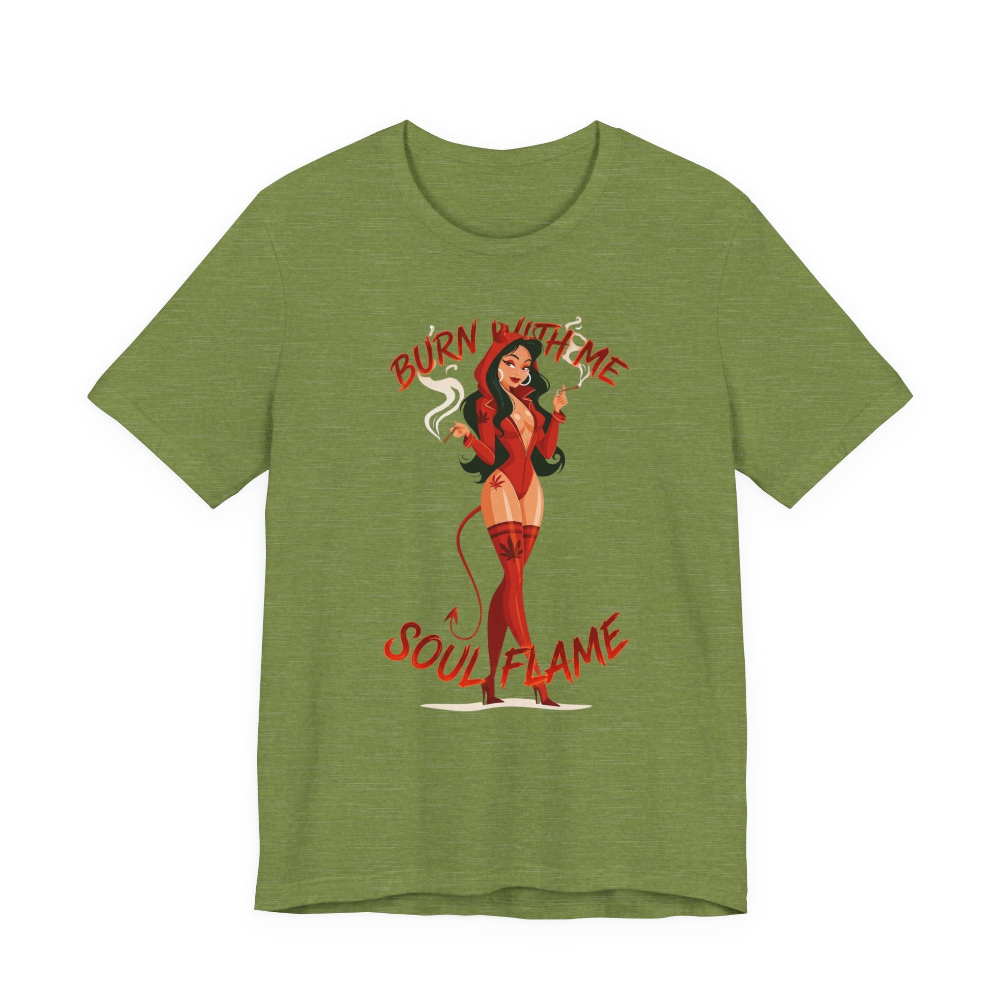 Devil Pinup Tee – "Burn With Me Soul Flame" Graphic T-Shirt