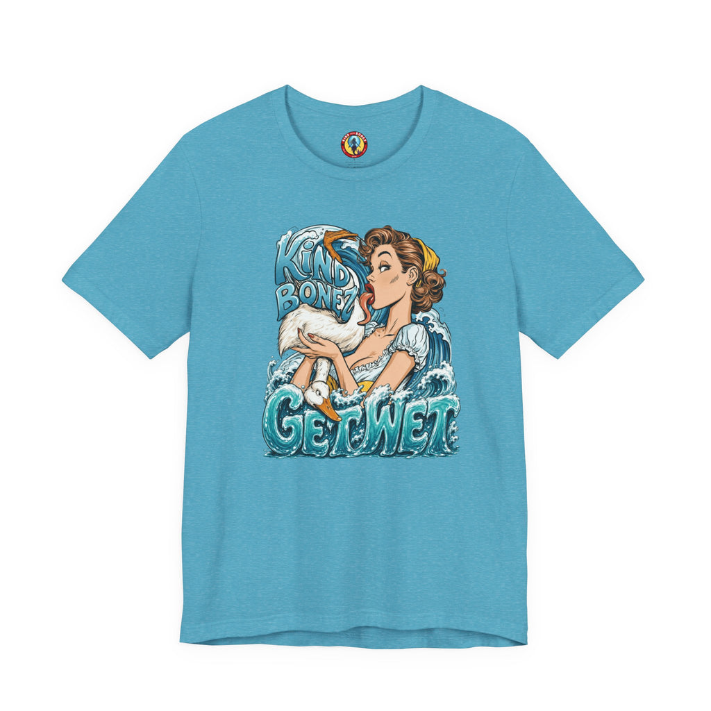 Kind Bonez - Get Wet Surf T-Shirt — Retro Pinup & Duck Graphic Tee