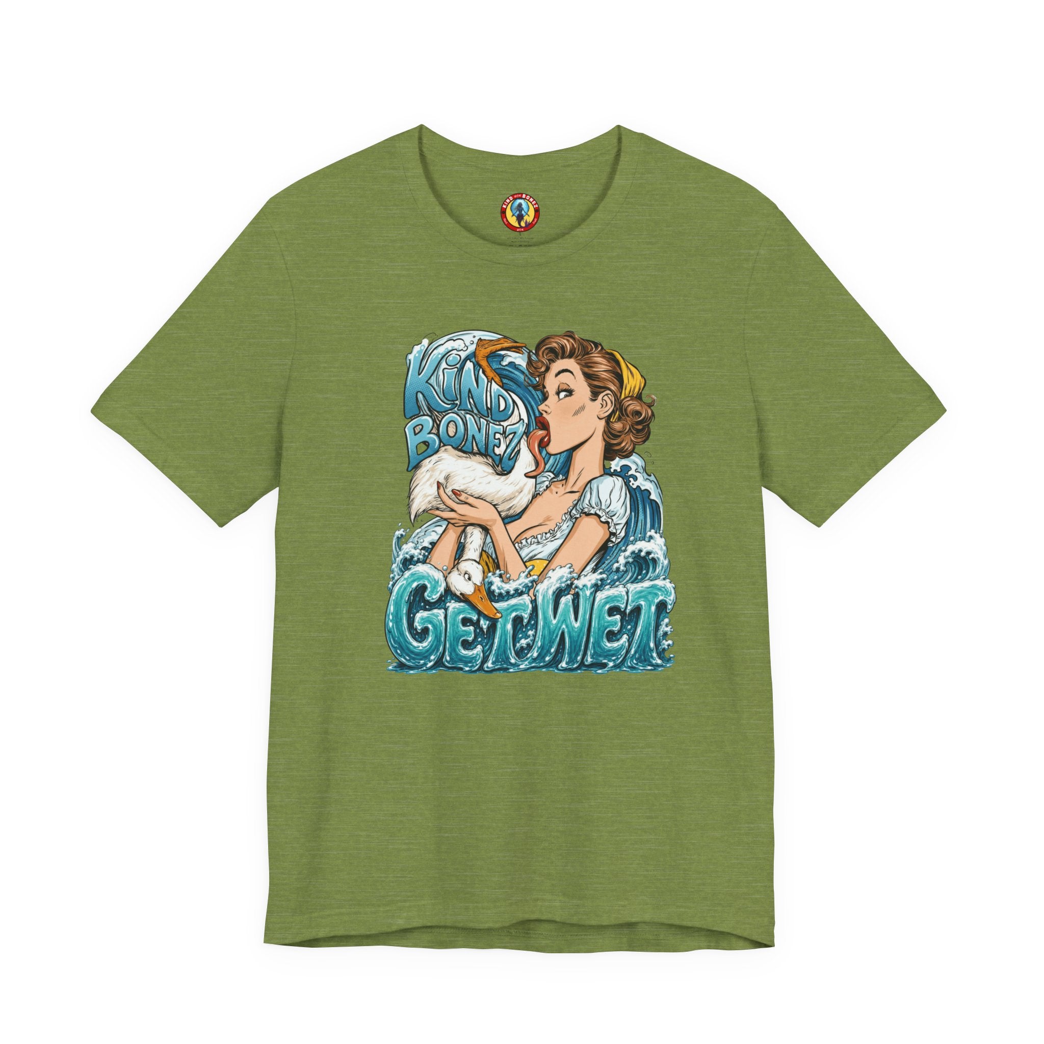 Kind Bonez - Get Wet Surf T-Shirt — Retro Pinup & Duck Graphic Tee