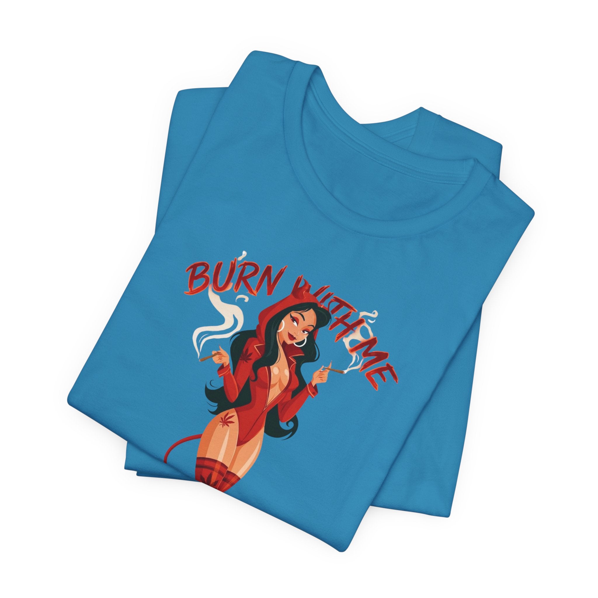 Devil Pinup Tee – "Burn With Me Soul Flame" Graphic T-Shirt