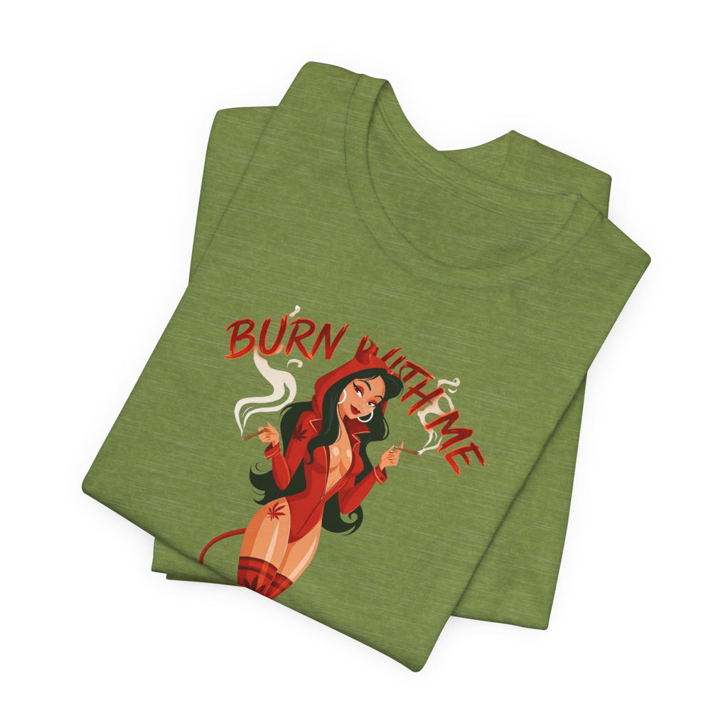 Devil Pinup Tee – "Burn With Me Soul Flame" Graphic T-Shirt