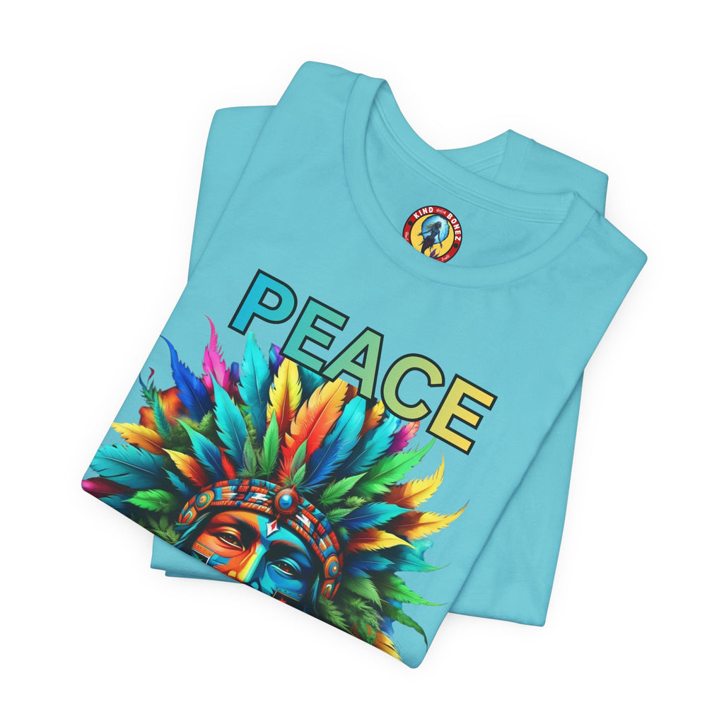 Peace - Native Marijuana Headdress T-Shirt — Colorful Tribal Chief Graphic Tee