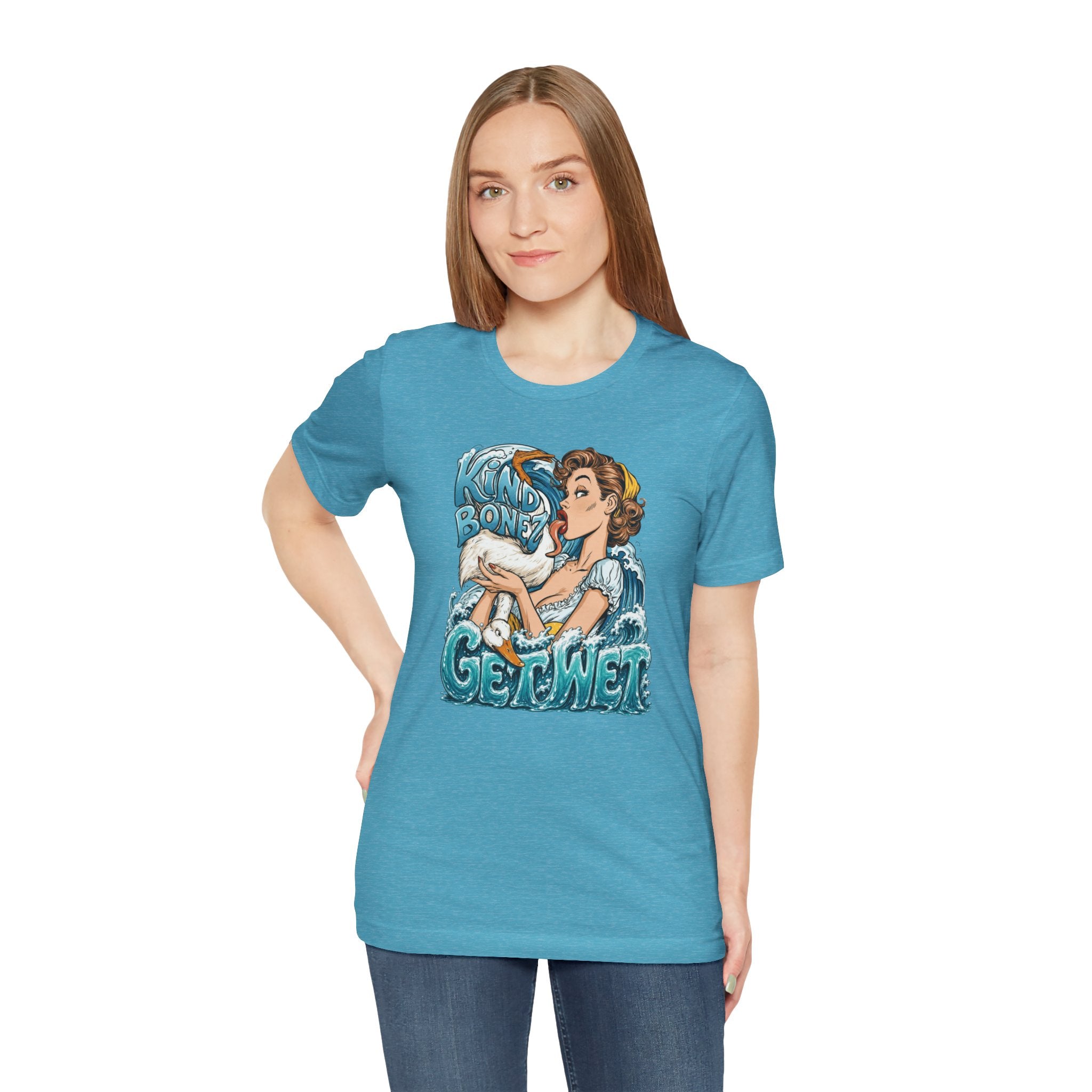 Kind Bonez - Get Wet Surf T-Shirt — Retro Pinup & Duck Graphic Tee