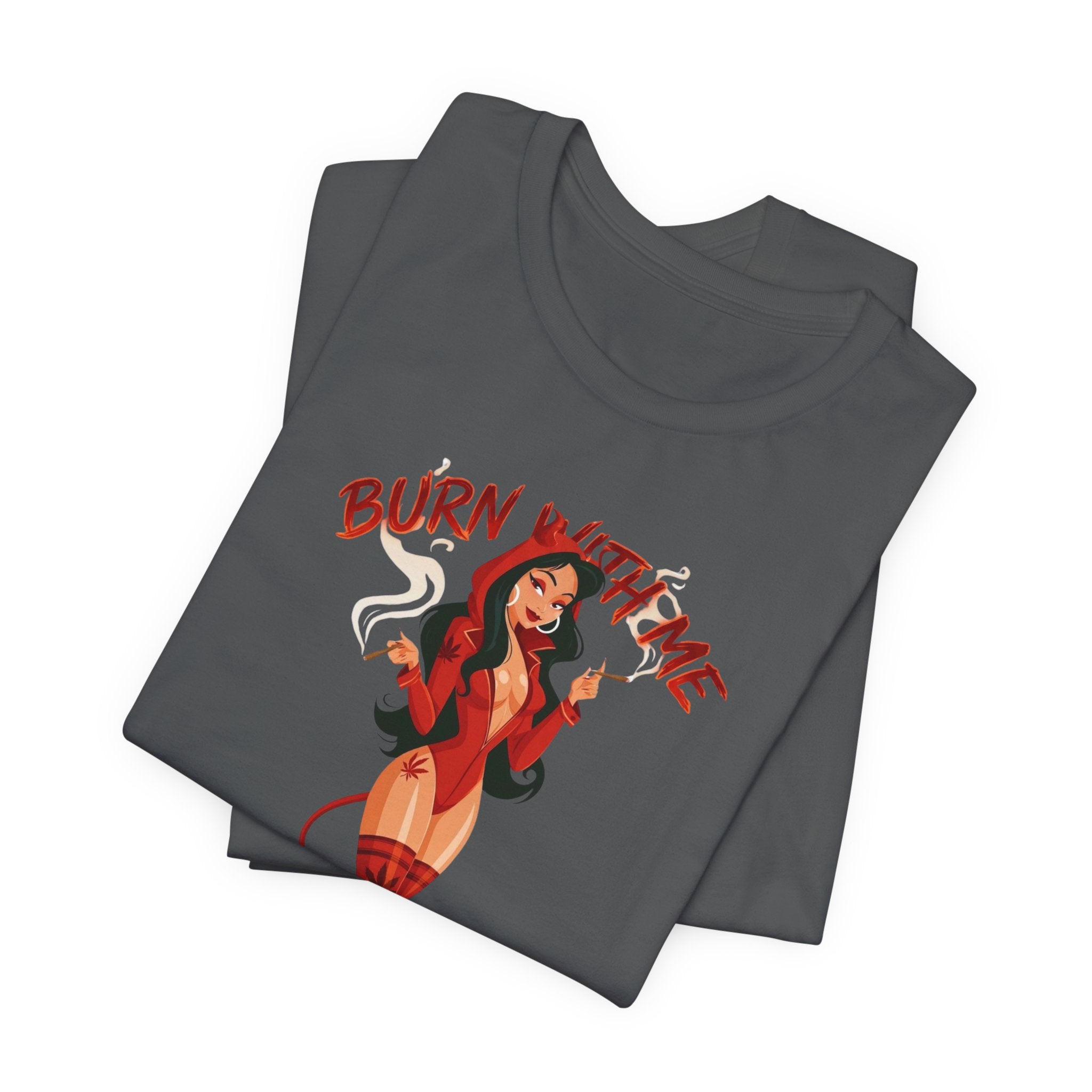 Devil Pinup Tee – "Burn With Me Soul Flame" Graphic T-Shirt