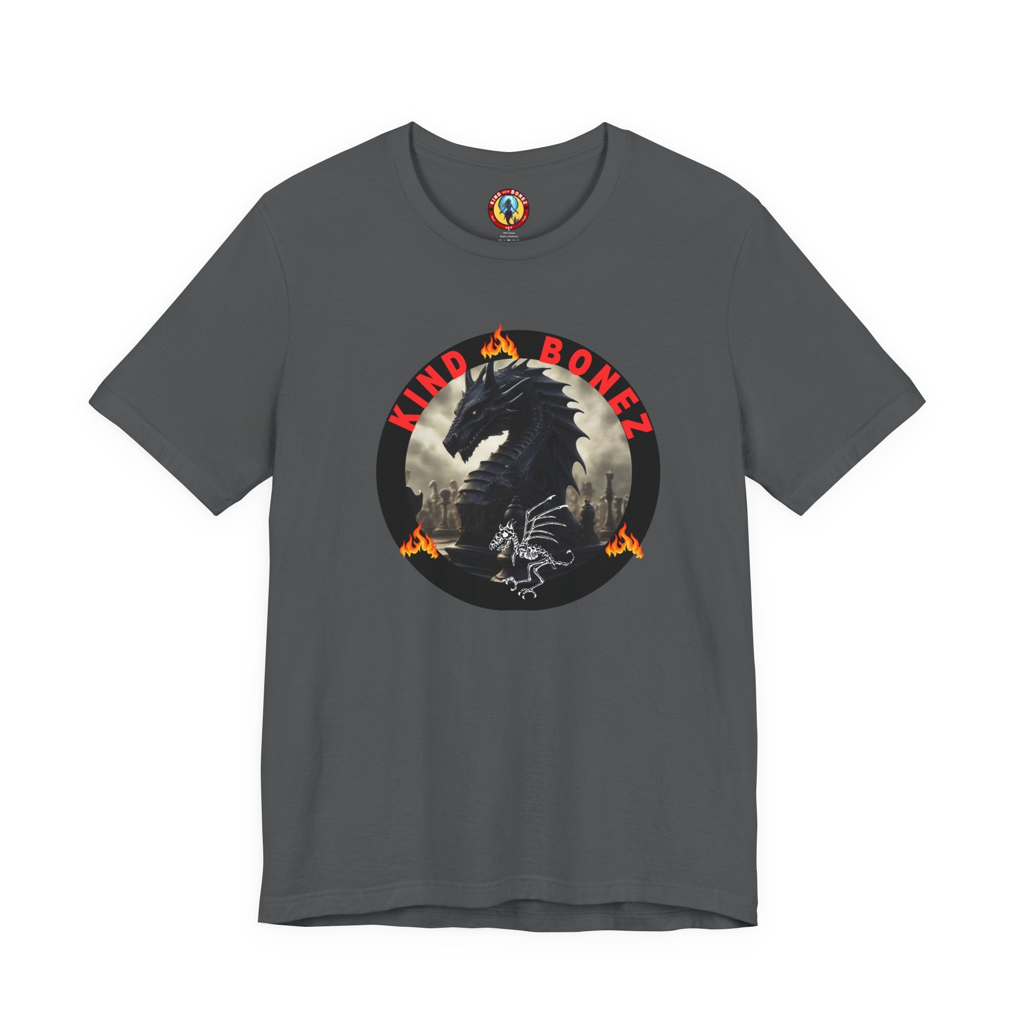 T-Shirt — 'Lind & Bonez' Dragon Skull Graphic Tee (Gothic Fantasy Band Style)