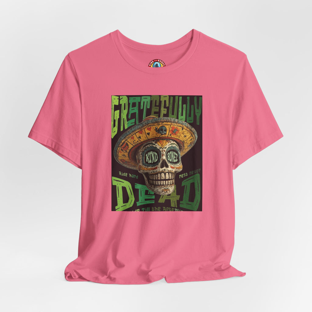 Gratefully Dead - Day of the Dead Skull Tee — Retro Mariachi Calavera Kind Bonez Graphic T-Shirt