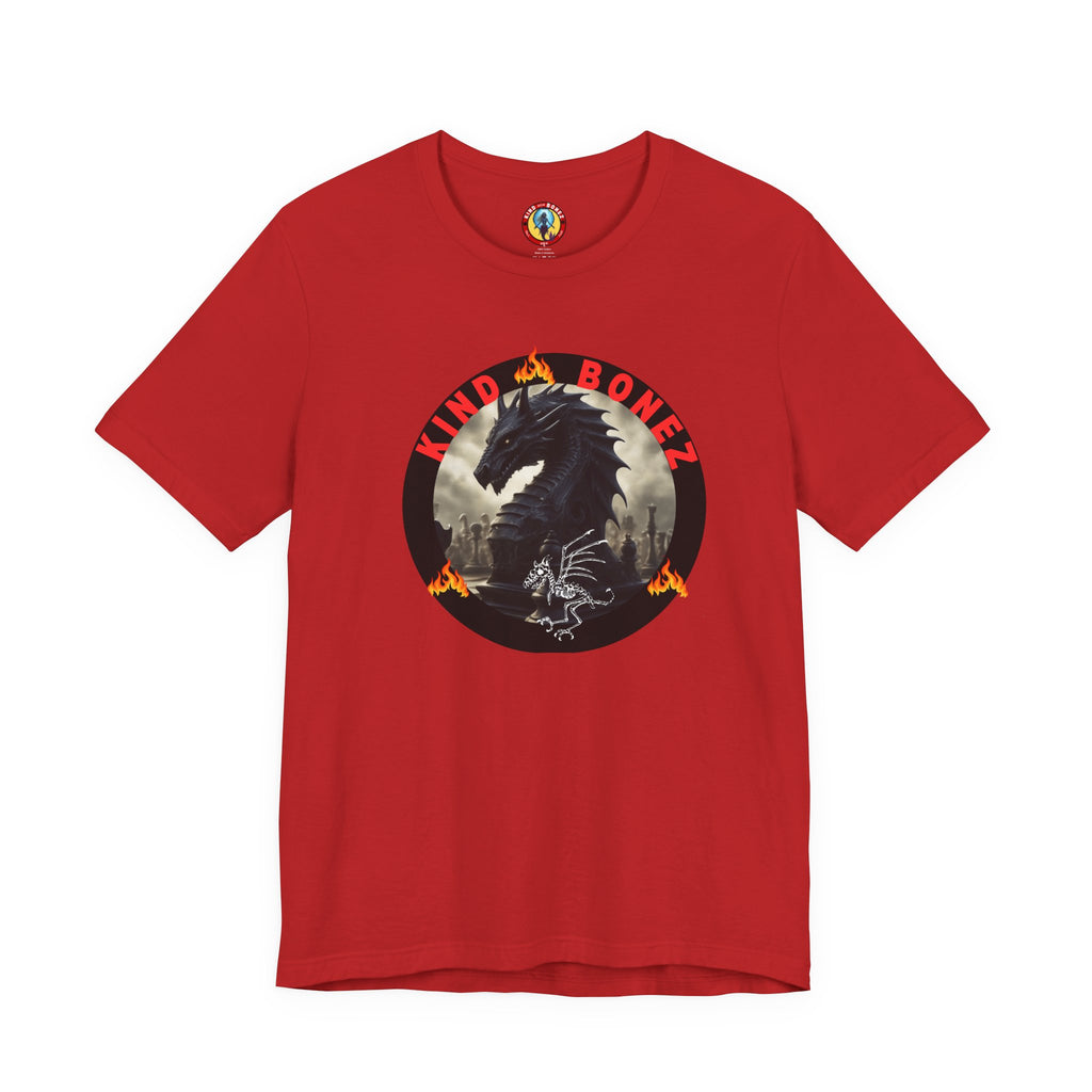 T-Shirt — 'Lind & Bonez' Dragon Skull Graphic Tee (Gothic Fantasy Band Style)