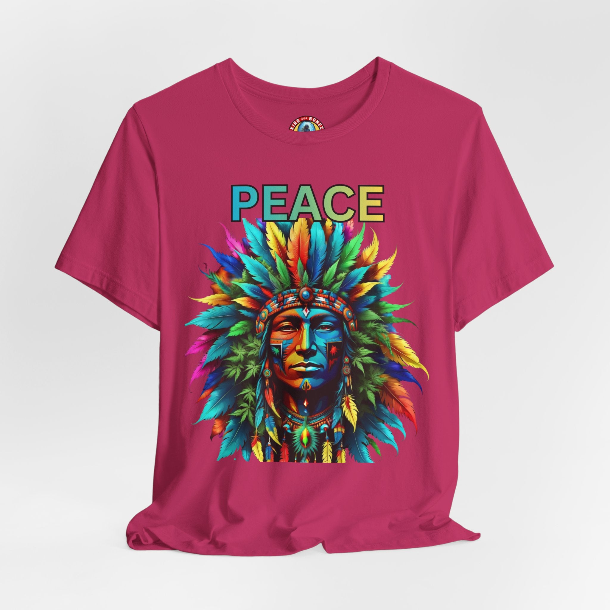 Peace - Native Marijuana Headdress T-Shirt — Colorful Tribal Chief Graphic Tee