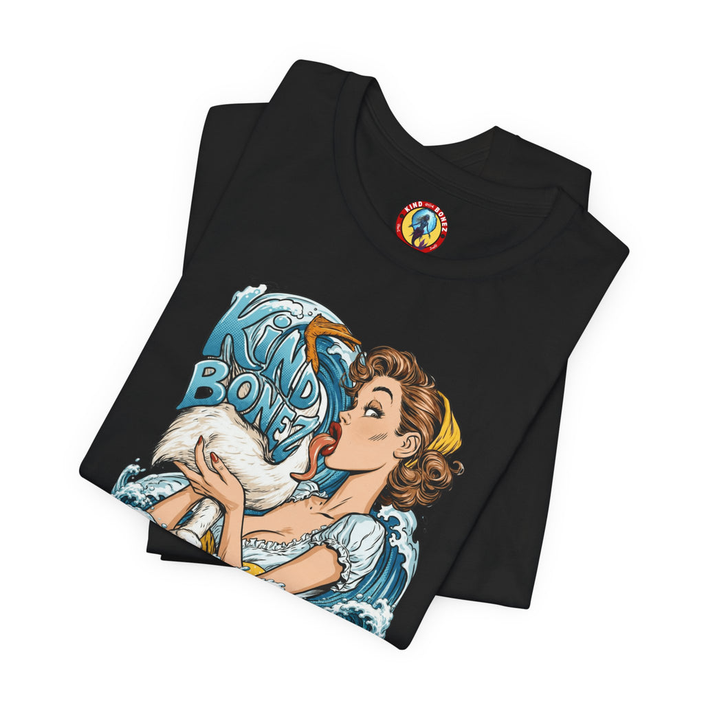 Kind Bonez - Get Wet Surf T-Shirt — Retro Pinup & Duck Graphic Tee