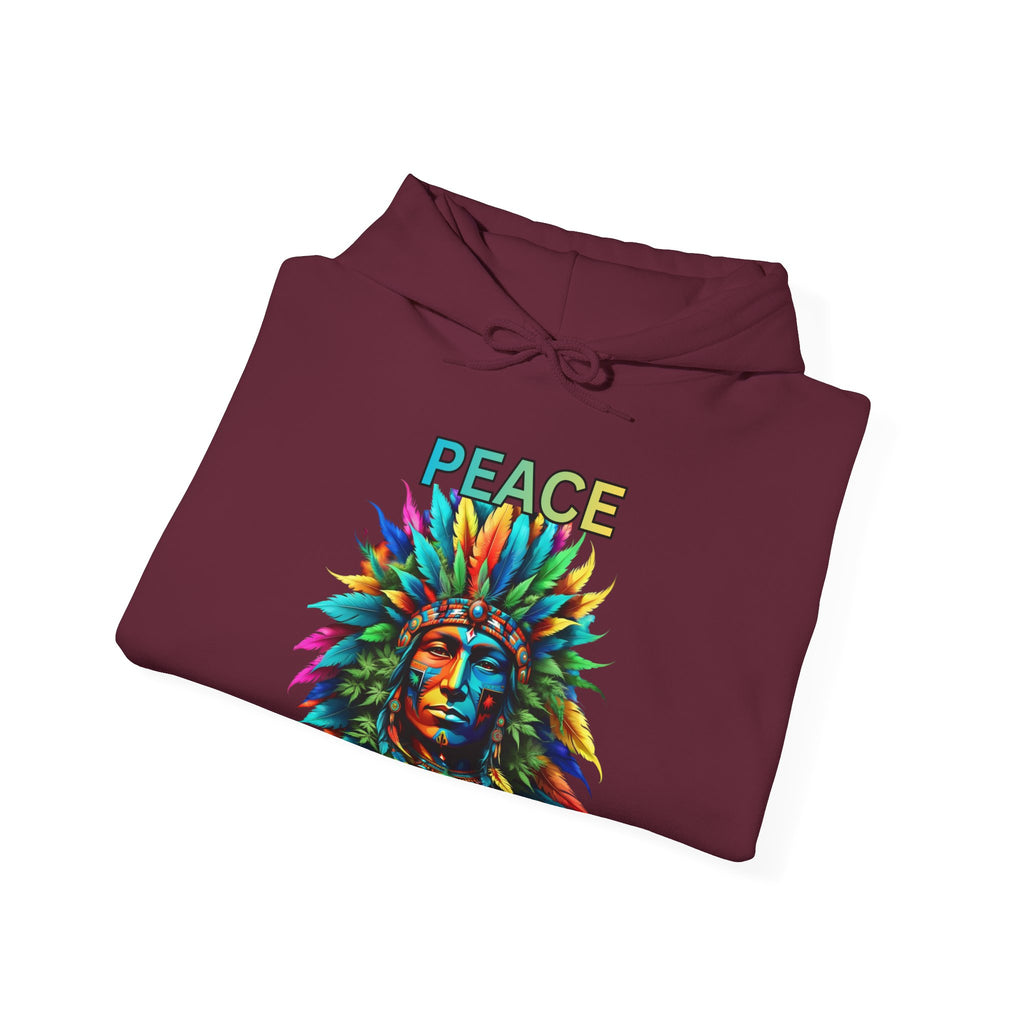 Peace Tribal Headdress Hoodie — Colorful Native American - Inspired Graphic Sweatshirt