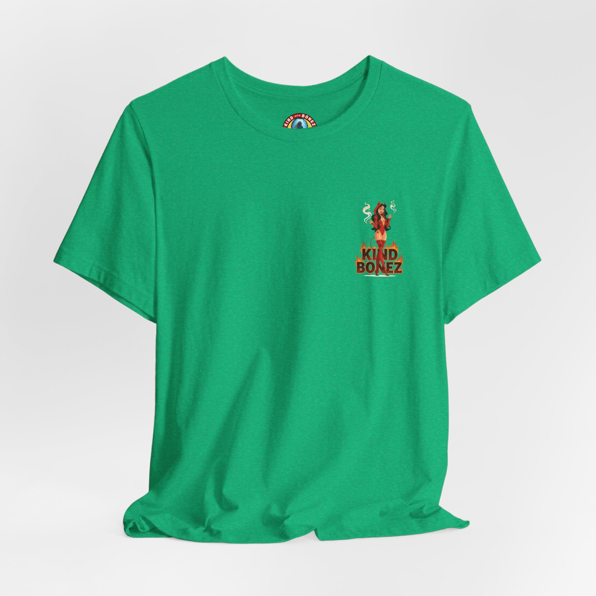 Burn With Me Soul Flame Tee — Retro Pinup Devil Girl Graphic T-Shirt