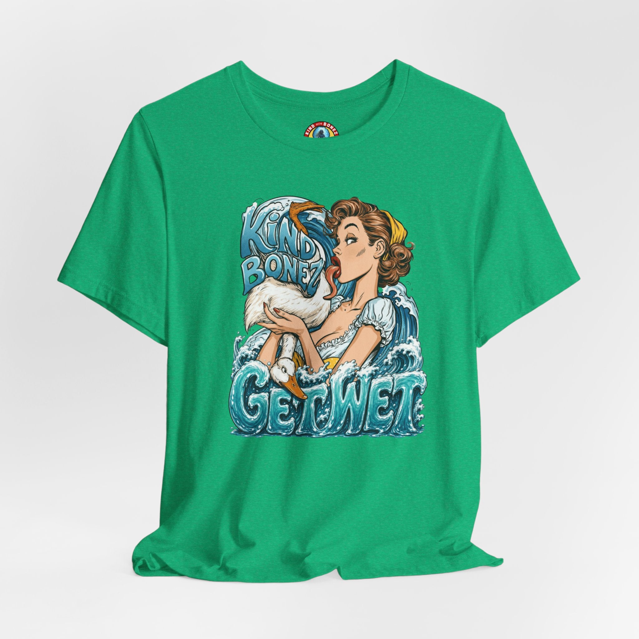 Kind Bonez - Get Wet Surf T-Shirt — Retro Pinup & Duck Graphic Tee