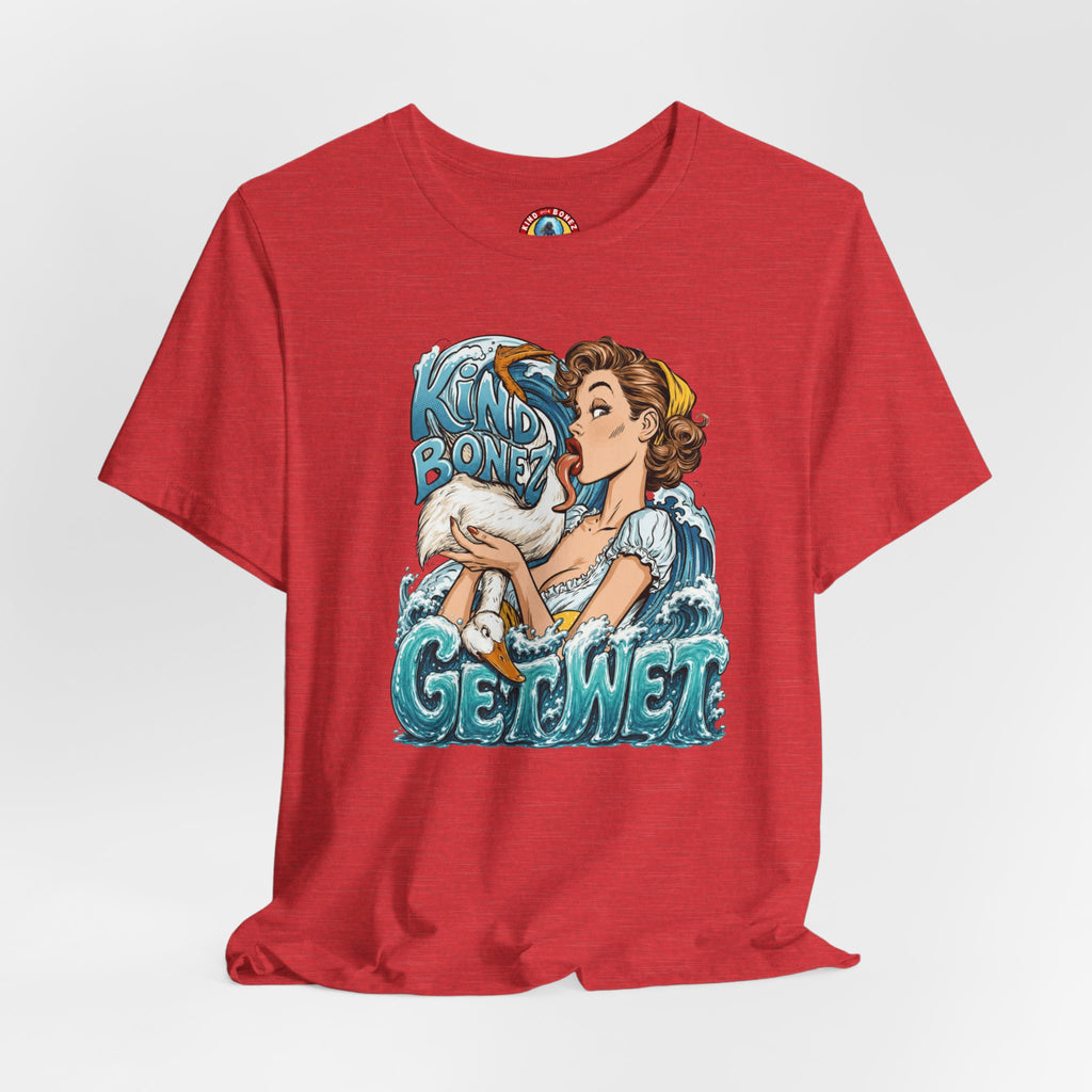 Kind Bonez - Get Wet Surf T-Shirt — Retro Pinup & Duck Graphic Tee