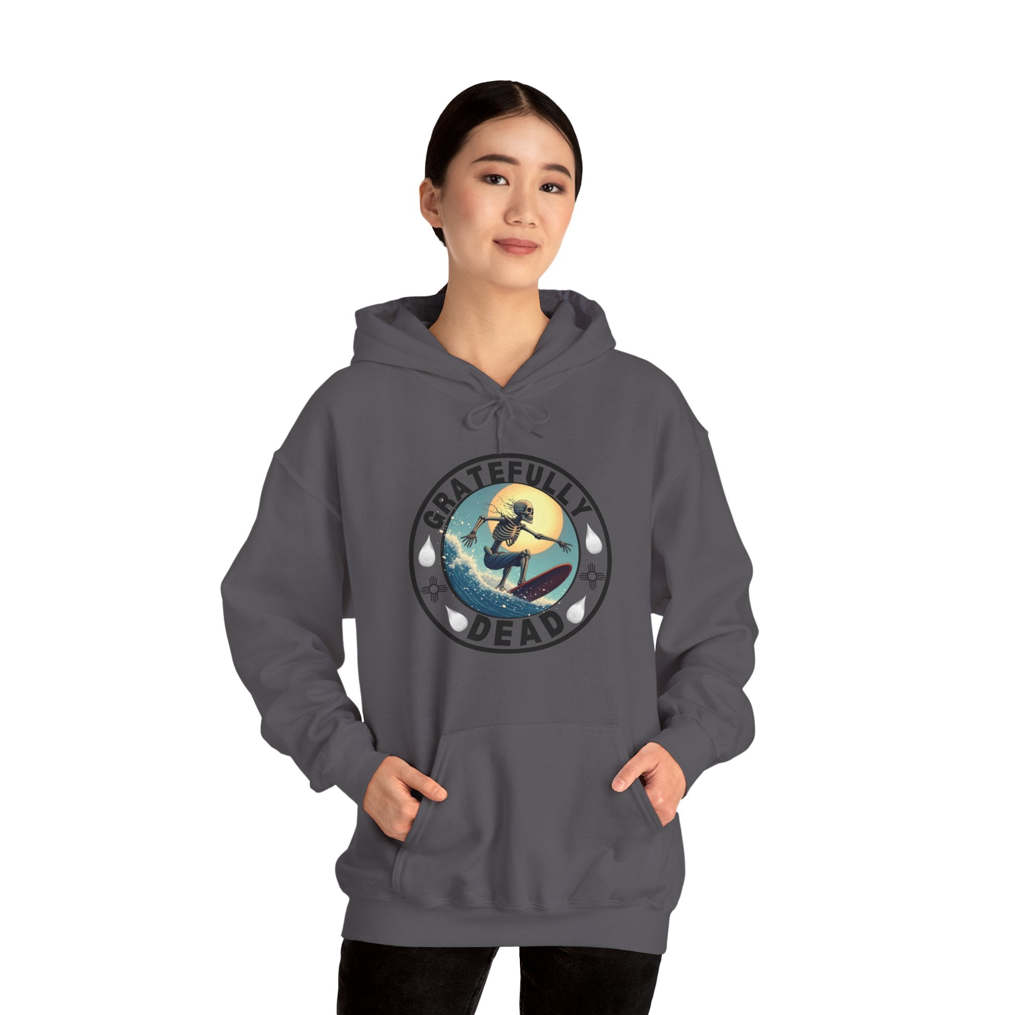 Gratefully Dead Hooded Sweatshirt — Vintage Surfing Skull Band Logo Hoodie