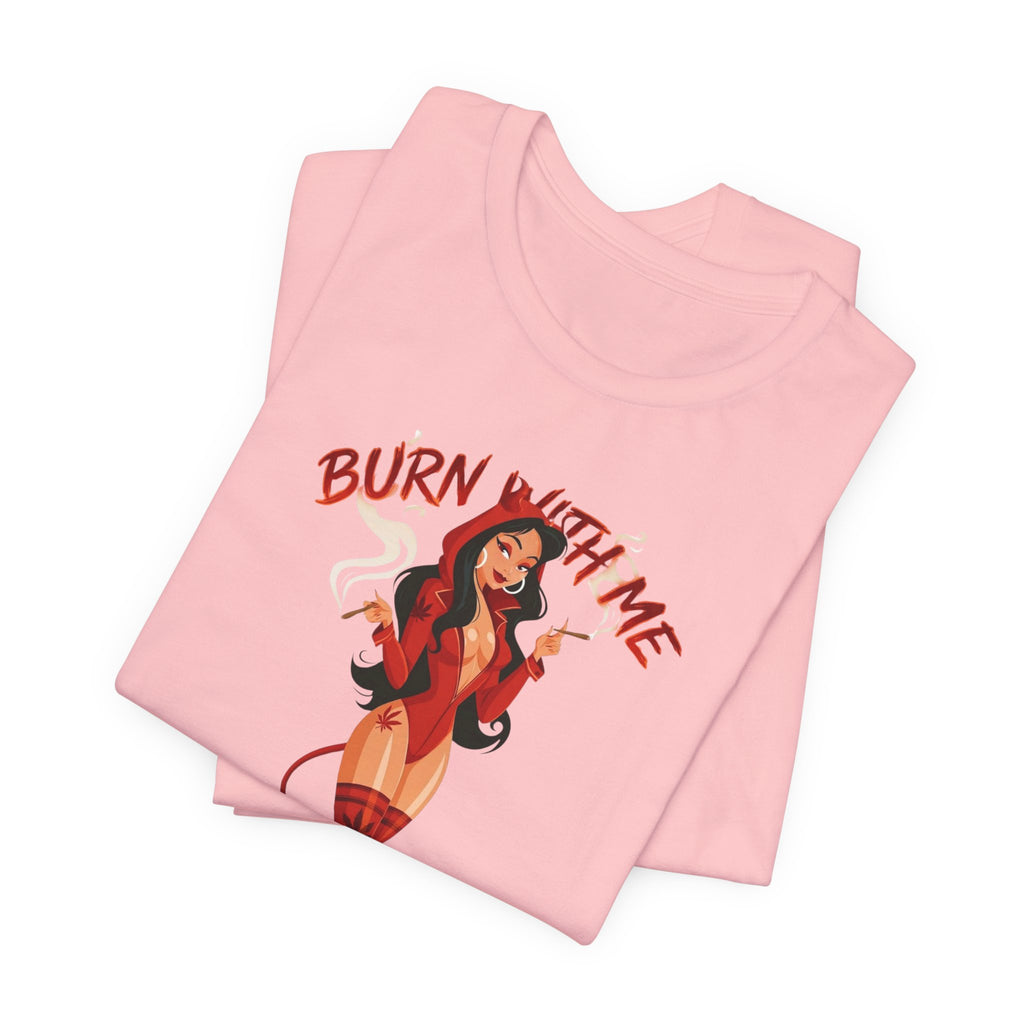 Devil Pinup Tee – "Burn With Me Soul Flame" Graphic T-Shirt