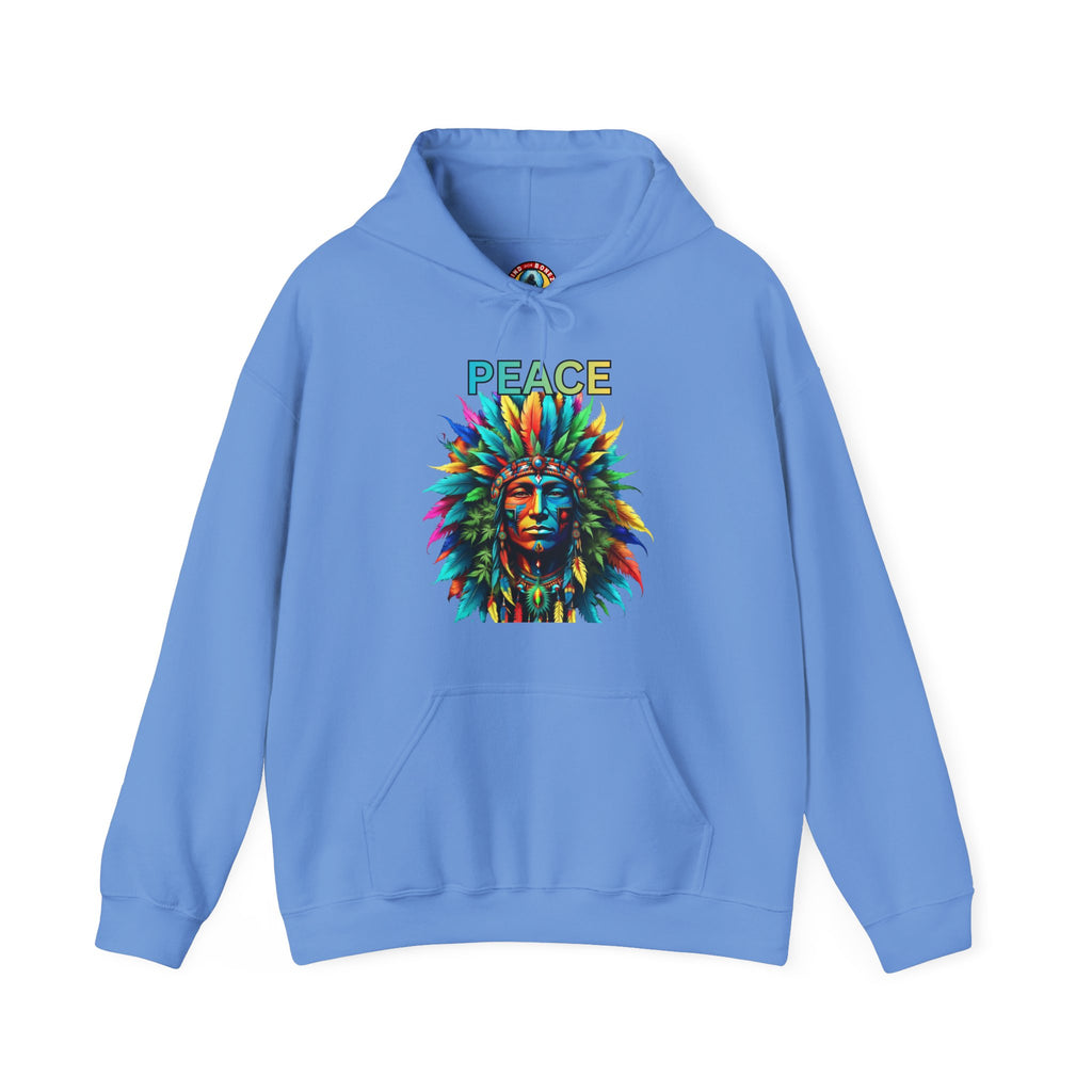 Peace Tribal Headdress Hoodie — Colorful Native American - Inspired Graphic Sweatshirt