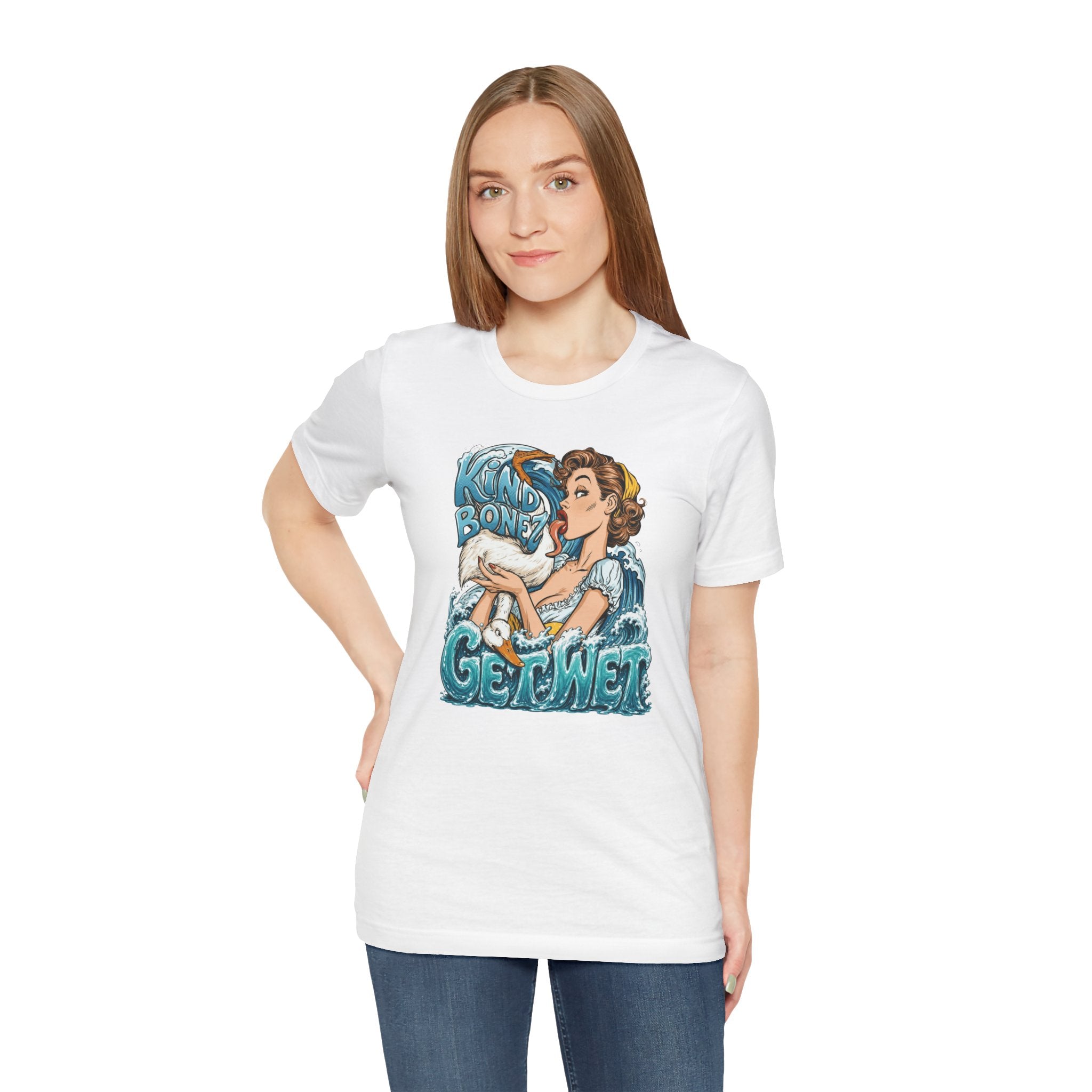 Kind Bonez - Get Wet Surf T-Shirt — Retro Pinup & Duck Graphic Tee