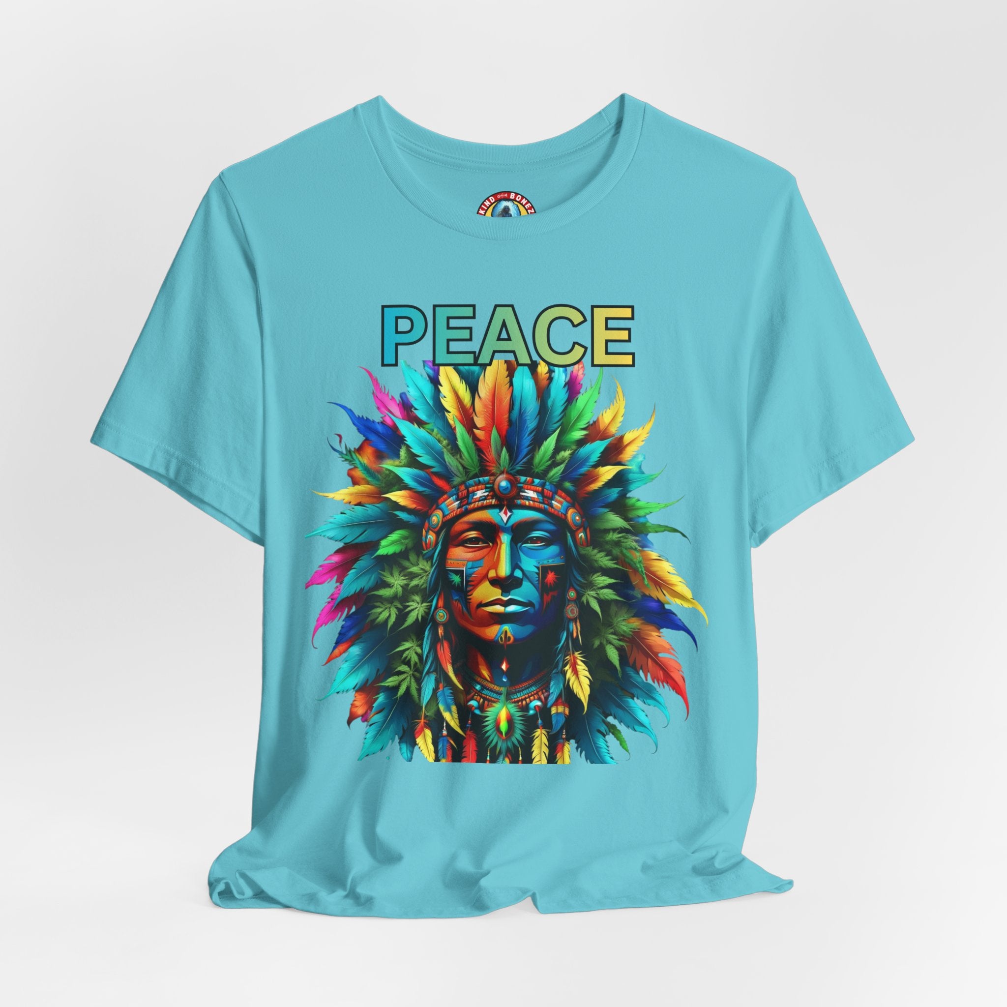 Peace - Native Marijuana Headdress T-Shirt — Colorful Tribal Chief Graphic Tee