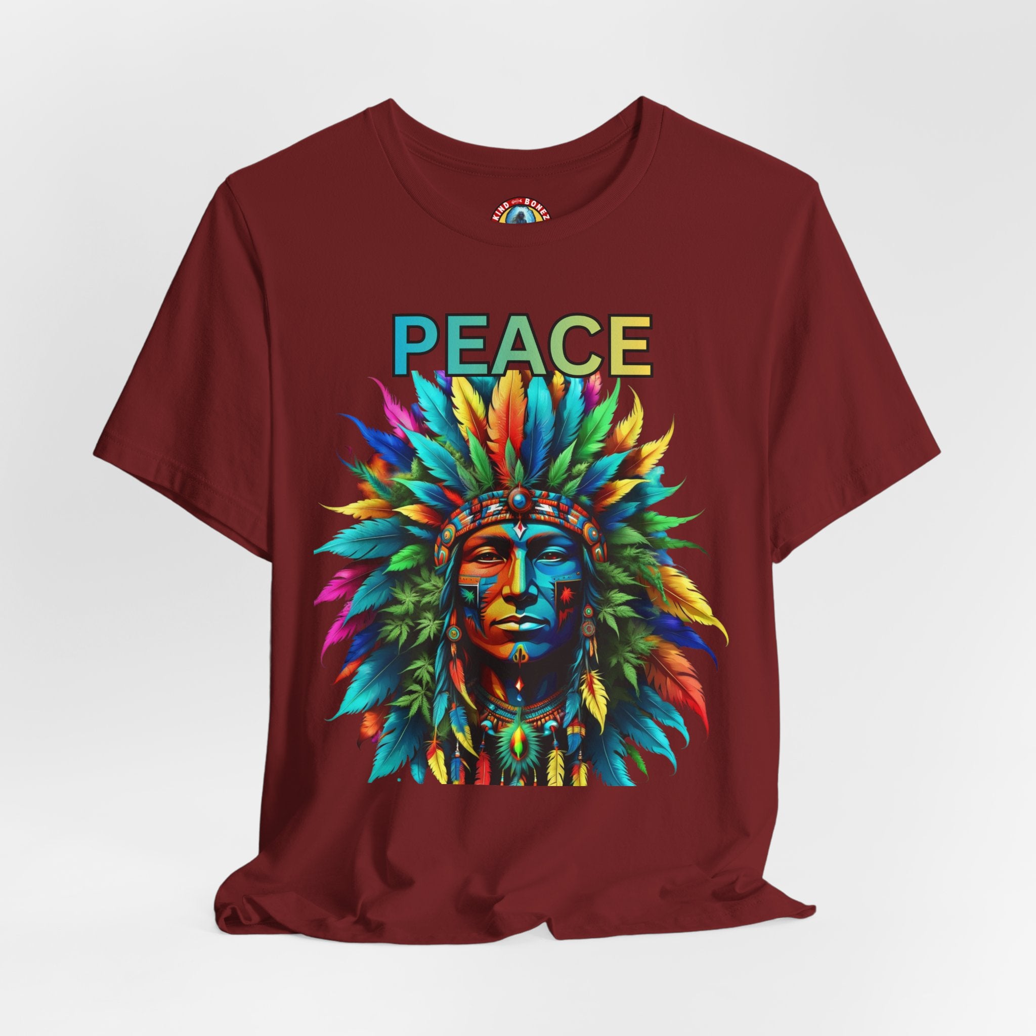 Peace - Native Marijuana Headdress T-Shirt — Colorful Tribal Chief Graphic Tee