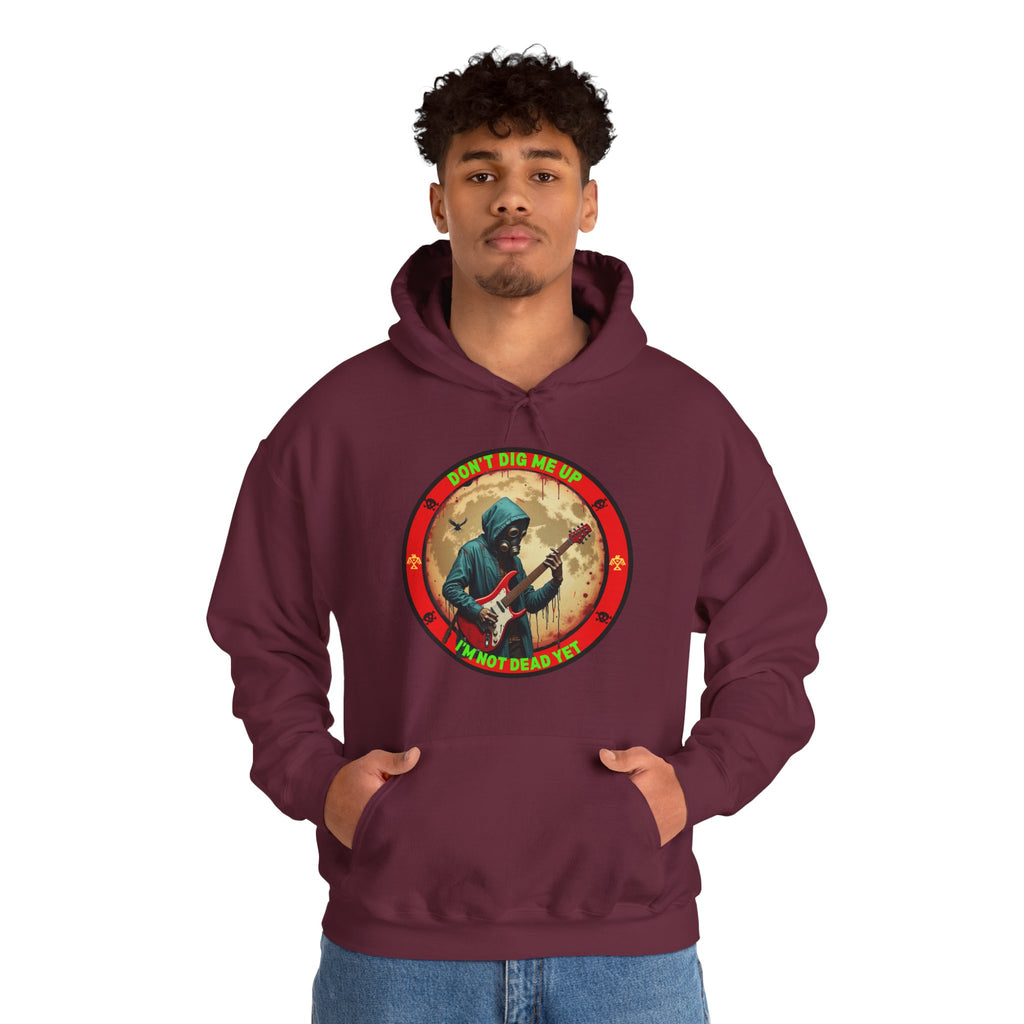 Zombie Rock Hoodie — "Don't Dig me Up, I'm not Dead Yet" Retro Graphic