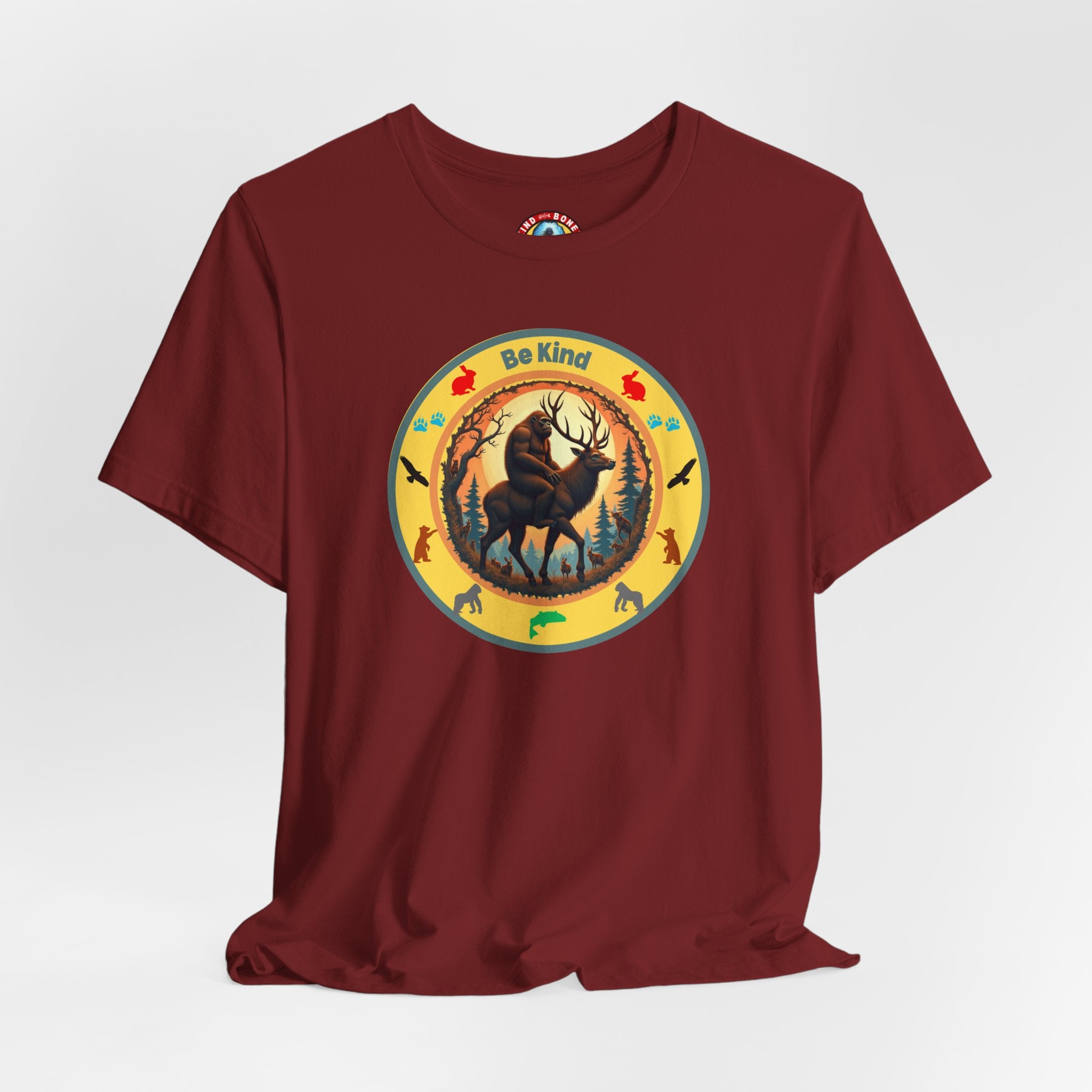 BE KIND Sasquatch BigFoot Riding a Deer T-Shirt