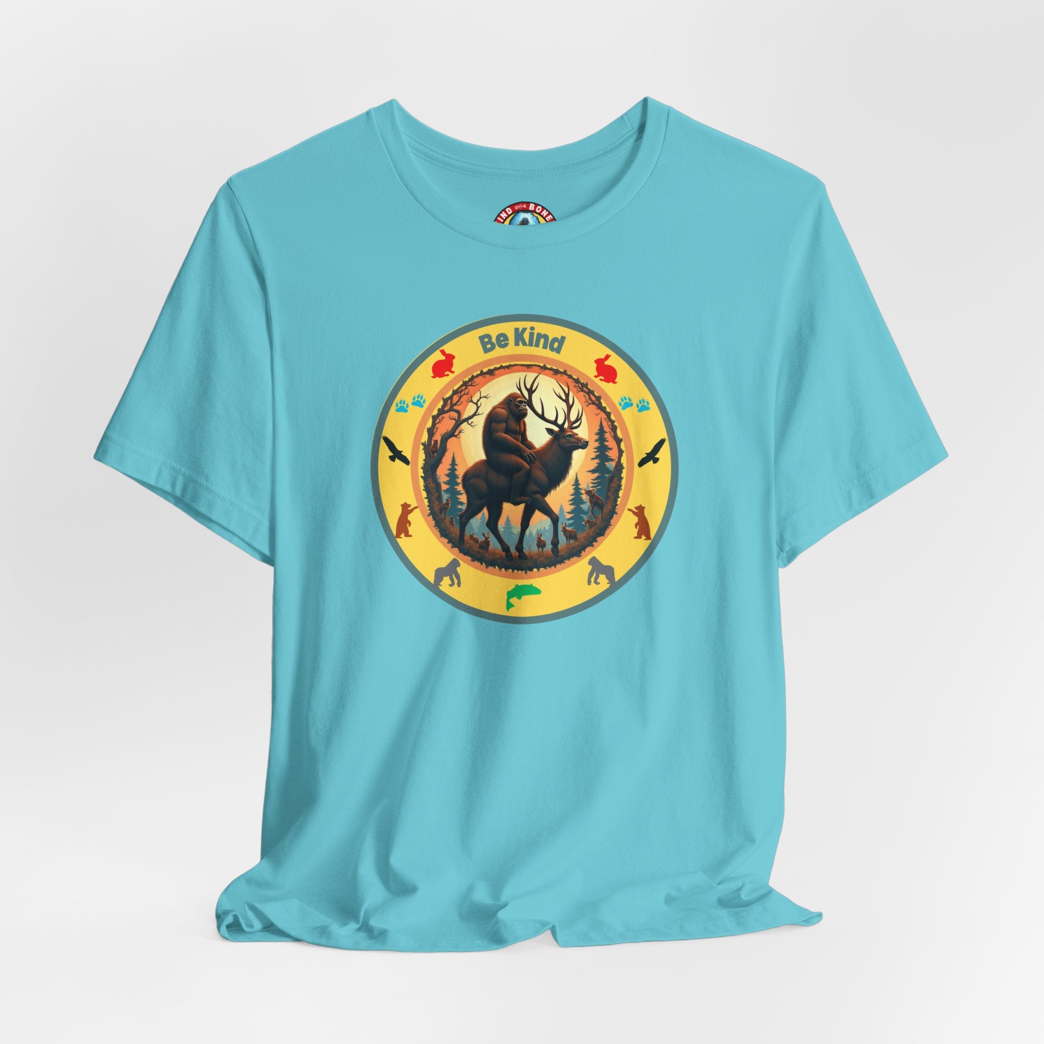 BE KIND Sasquatch BigFoot Riding a Deer T-Shirt