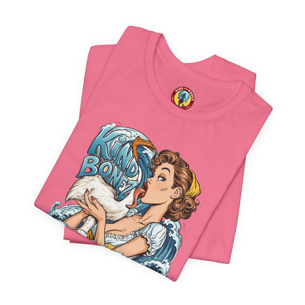 Kind Bonez - Get Wet Surf T-Shirt — Retro Pinup & Duck Graphic Tee