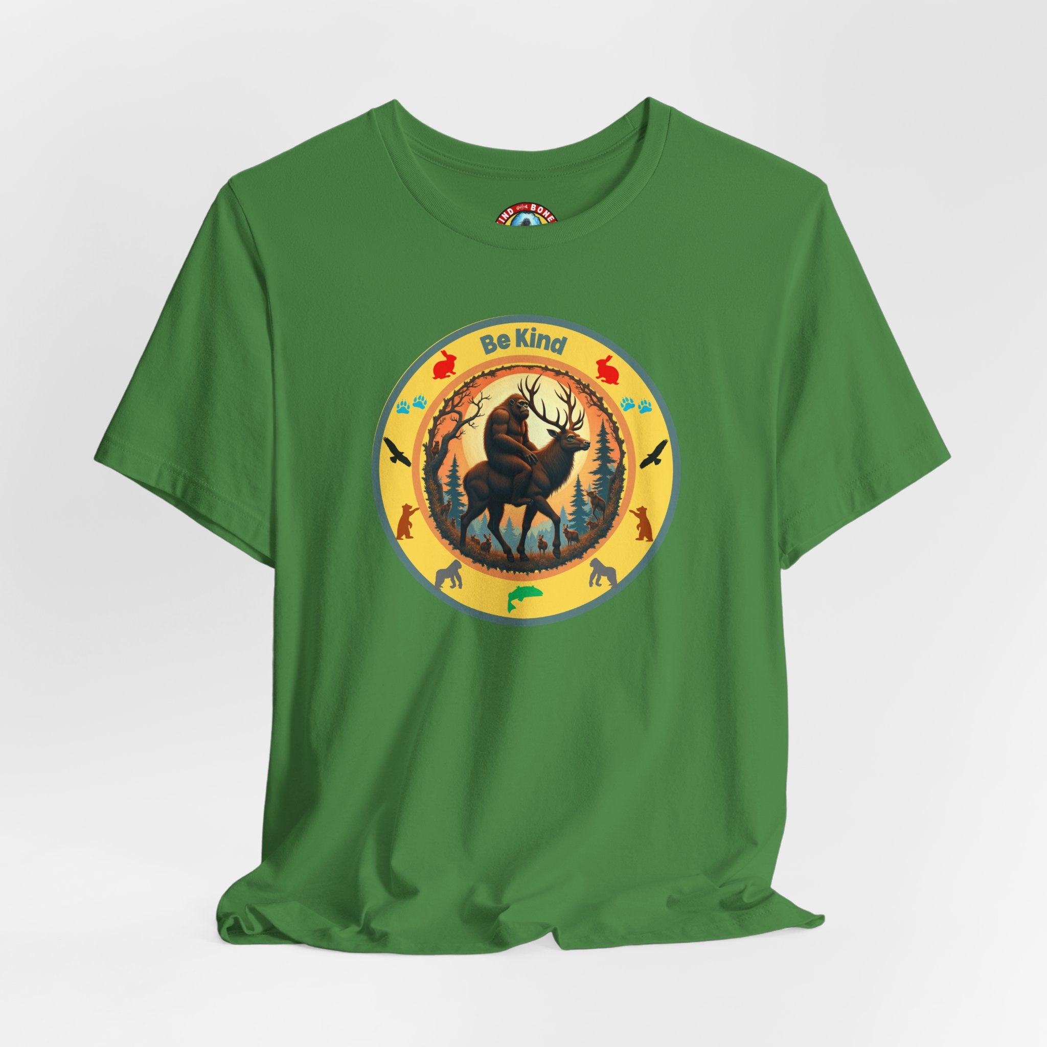 BE KIND Sasquatch BigFoot Riding a Deer T-Shirt